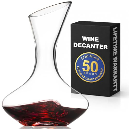 Godinger Wine Decanter Carafe, Hand Blown Wine Decanter Aerator - Wine Gift