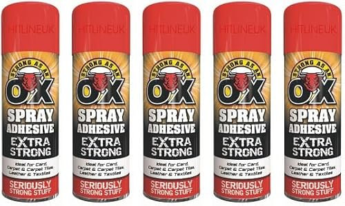 Spray Adhesive Carpet Glue Spray for Multi Use Card Paper Carpet Foam Fabric Can (5 X 500ml)