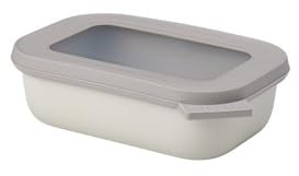 Mepal - Multi Bowl Cirqula Rectangular - Recipientes para Alimentos con Tapa - Adecuado como Fiambrera Hermética para Frigorífico, Microondas y Congelador - Tapers para Comida - 500 ml - Nordic white