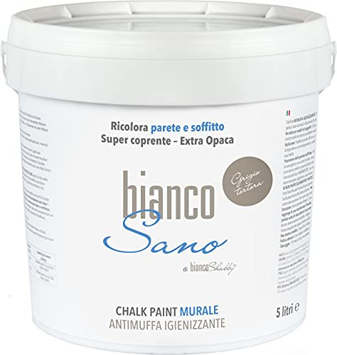 Chalk Paint speziell für weiße Wände, Grau, Taupe, Anti-Schimmel, Hygiene, Farbe und Gesundheit Ihrer Umgebung (5 Liter)