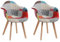GrandCA HOME Lot de 2 Ffauteuils Patchwork Scandinaves avec Pieds en Bois de Hêtre Massif et Assise en Polyester Rembourré Multicolore, Rouge