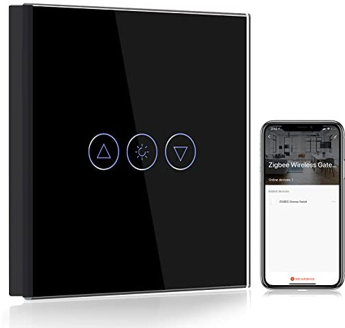 BSEED ZigBee Smart Dimmer Switch,ZigBee WiFi Dimmer Switch Black Compatible with Alexa and Google Home, work with Smart Life App Control and Timing Function (need Neutral Wire and Zigbee gateway hub)