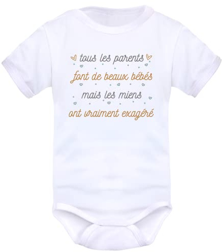 IDYLEA Body bébé humour Papa/Maman - coton - Mixte (pour bébé fille et garçon) - Bodies personnalisés - Idée cadeau originale pour naissance/jeunes parents – Cadeau bébé rigolo