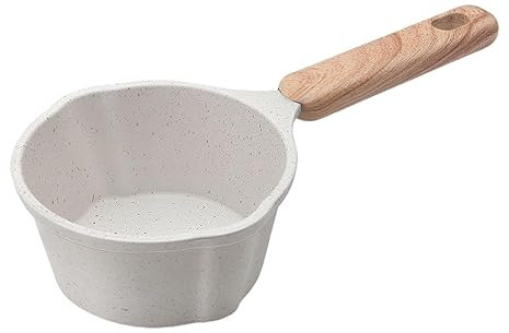 LOVIVER Milk Pan Sauce Pan Multifunctional 11cm Small Cookware Milk Boiling Lightweight Small Saucepan Soup Pot for Induction Cooker Stove Tops Rv Travel, White