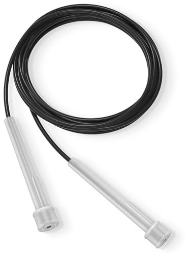 PORTENTUM verstellbares Speed-Springseil – leichtes Fitness-Sprungseil für Damen, Herren und Kinder, ideal für Workout und Speed Skipping – Länge: 2,8 m, SCHWARZ