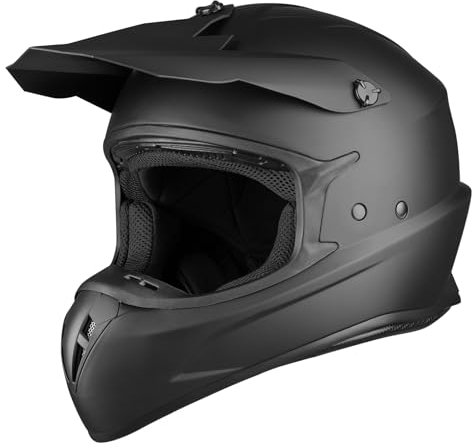 Favoto Motorrad Crosshelm Fullface Schwarz - Downhill Motocross Helm Damen Herren ECE 22.06 Zertifiziert für Moped Quad Mountainbike ATV UTV Größe L 59-60cm (Ohne Visier)