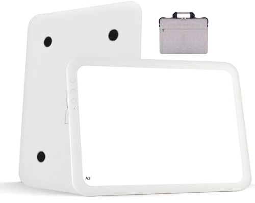 KEIWRLIGHT A3 Diamond Art Light Board - Rechargeable Portable Thin Tracing Pad 3 Colors Light Stepless 6 Level Brightness Light Table, Light Board For Diamond Painting Sketching For Kids Adults W/Case