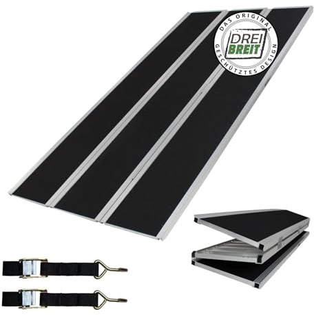 DREIBREIT by TRUTZHOLM Alu Auffahrrampe 255 cm extra lang 2-Fach klappbar Tragkraft 1020 kg Alu beschichtet