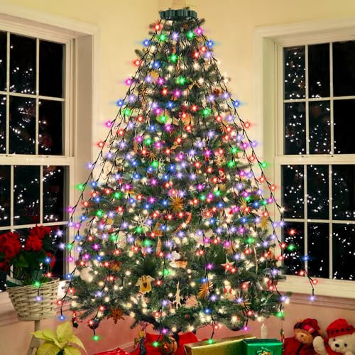 Darryy 2M Guirlande Lumineuse Led pour Sapin de Noel, Guirlande Lumineuse Sapin de Noel Change de Couleur, Guirlande Led Pour Sapin, 280 Perles de Lampe, Huit Modes d'Éclairage