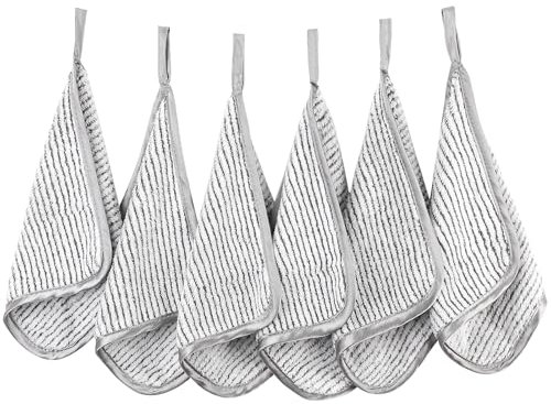 PHOGARY Microfaser Abschminktücher Waschbar für Schonende Gesichtsreinigung, 6 Stück Quadrat Mikrofaser Waschlappen Gesicht Gesichtstücher Mini Handtücher Makeup Entferner Tuch (20x20cm, Grau)