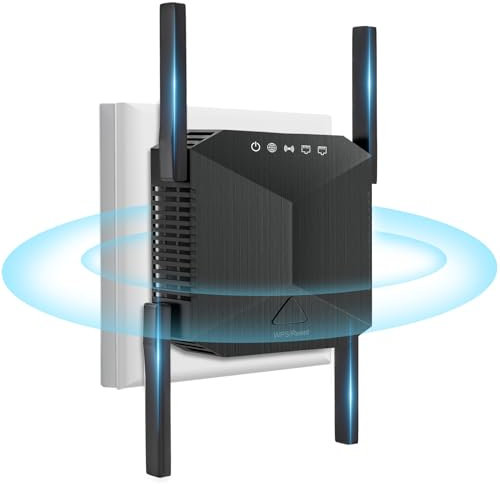 DOBWGXZ Internet Booster, WiFi Extender with Ethernet Port, 4 Antennas WiFi Booster Range Extender, Home Wireless Signal Booster, Compatible with All WiFi Routers and Devices