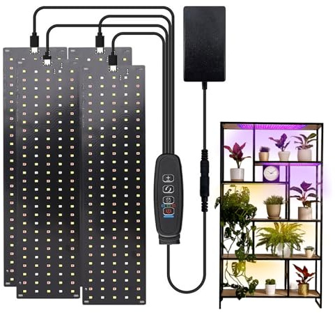 Lámpara para plantas, luz LED de espectro completo para plantas, luz de crecimiento con temporizador de 3/9/12 horas, 10 tipos de brillo para plantas de interior (4)