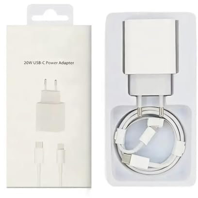 Chargeur USB-C 20W Rapide Mural avec Câble 1M Offert | Adaptateur Secteur Compatible Charge Rapide pour iPhone 5 à 14, Compatible avec connecteur 8 Broches