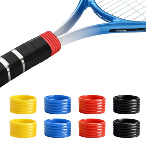 Lot de 8 anneaux en caoutchouc pour raquette de tennis, raquette de tennis, bandes antidérapantes, poignées en silicone extensibles, badminton, paddle, tennis, pickleball, raquette de squash (4