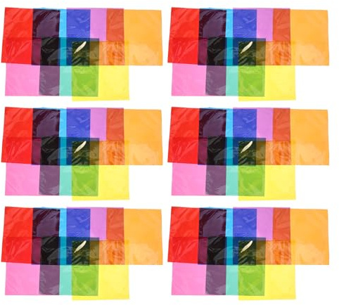 NOLITOY 90 Fogli di Cellophane Colorato Multicolore 10X10 CM in Pellicola Diffusore di Luce per Artigianato Lavoretti Creativi e Decorazioni Fai da Te Effetti di Luce Traslucidi