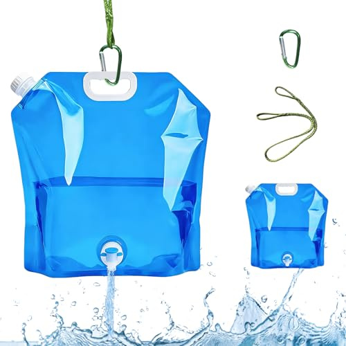 2 Poche A Eau Pliables Set,Poche A Eau Avec Robinet 10 L / 5 L,Reservoir Eau Camping Car Avec Mousqueton Et Corde De Suspension Bidon 5l Vide Avec Robinet,Réservoirs D'eau De Camping Et Randonnée