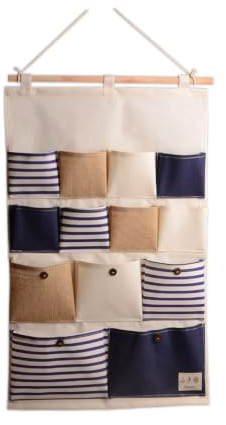 Housoutil Organizador de Armario Colgante con Bolsillos para Ropa Revistas y Cosméticos Bolsa de Almacenamiento Algodón Grande y Práctica para Pared o Puerta