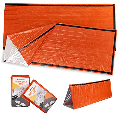 Bramble - 2 Stück Ultraleicht & Wasserdicht Notfall Biwaksack, Rettungsdecken für Outdoor, Camping, Wandern, Erste Hilfe - 213x91cm