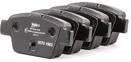 VALEO Pastillas de freno First 301633 Juego de 4 pastillas Eje trasero Completamente equipado con accesorios montados