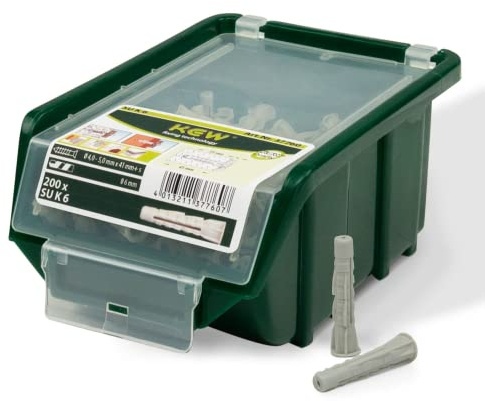 KEW 200 x Super Universal Kragpluggar – universellt användbara nylonpluggar för betong, plattor, sten etc. – spridningsplugg – 6 x 36 mm – set om 200