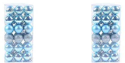 PRIZOM 2 x Weihnachtsschmuck, bruchsicheres Ornament-Set, Weihnachtskugeln, Dekoration, Eisblau