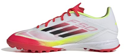 adidas Unisex F50 League Football Boots Turf, Cloud White/Core Black/Solar Yellow, 6.5 UK