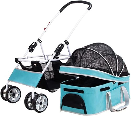 Dog Premium Hundebuggys für mittelgroße Hunde, leichter Haustier-Buggy, Hundewagen, Katzenbuggy, Haustier-Transportbox, faltbarer Hundekinderwagen mit 4 Rädern und abnehmbarer Tragetasche (Grau A) (