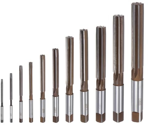 sourcing map 11pcs Hand Reamers Set 3mm 4mm 5mm 6mm 8mm 10mm 12mm 14mm 16mm 18mm 20mm H7 Metric Alloy Steel Reamer Bit Straight Flutes Steel Cutting Tool for Metal Wood Hole Reaming