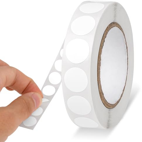 Klebepunkte Weiß Aufkleber Rund zum Beschriften 13mm, 1000 Stück Runde Aufkleber Wasserfeste Kreisförmige Aufkleber Selbstklebend Rolle kleine Klebepunkte Etiketten für Büro Zuhause Markierung
