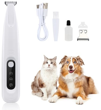 Focenat Recortadora de patas para perros con luz LED, Cortapelos para Mascotas, silenciosa recortadora de patas de perro, Maquina de Cortar pelo para Gatos para Perros Gatos Patas Orejas Ojos Cara