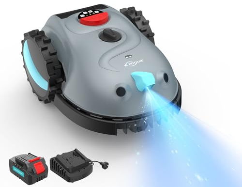 YARDCARE V100 Robot Tagliaerba a Batteria con Navigazione Visiva, Rilevamento di 150 Ostacoli, Robot Tosaerba Elettrico Fino a 150 m², Robot Tosaerba Eelettrico con Lame di Ricambio
