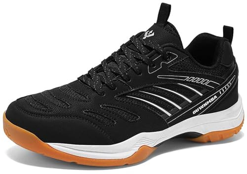 PENXZT Zapatos de bádminton Hombre, Zapatillas Tenis Antideslizantes Voleibol para Pistas Interiores Y Exteriores,Negro,40 EU