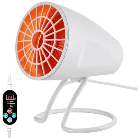 Lampada a Infrarossi Riscaldante 150W – Lampada Infrarossi con Timer 10-90min, Angolo Regolabile 30°-60°, Lampada Riscaldante da Tavolo per Casa e Ufficio