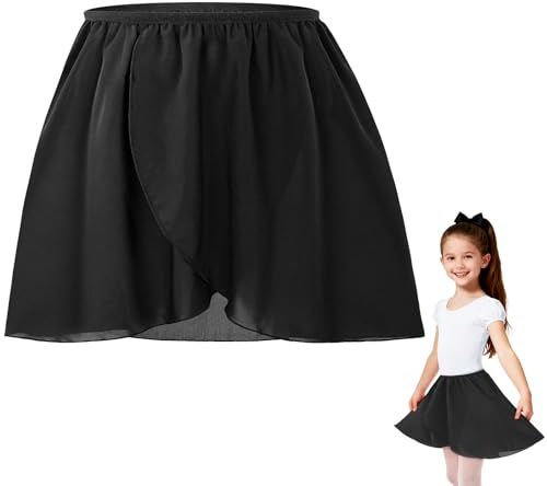 DiULi Gonnellino a Portafoglio da Balletto in Chiffon Gonnellino Danza Classica Bambina Gonna da Balletto con Cintura Elastica per Ragazze e Donne(Nero-M)