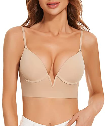 Générique Soutien Gorge Dos Nu pour Femmes-Soutien Gorge Dos Transparent Dos Nu Invisible Triangle sans Armature Convertible en Soutien-Gorge Taille Basse