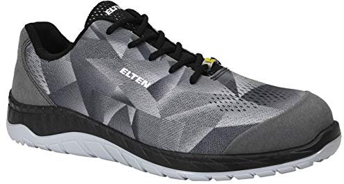 ELTEN Sicherheitsschuhe Landon Grey Low ESD S1, Damen und Herren, Textil, Stahlkappe, leicht, sportlich 45, Grau