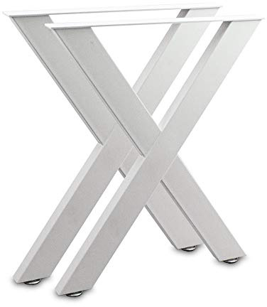 BITUXX® Tischbeine Tischkufen Tischgestell Tischuntergestell Stahl Metall Eckig (Kreuz 72x60, Weiß)