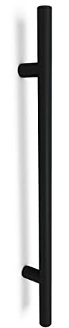 Oppali Schwarz Rostfreier Stahl 304 Haustür-Beschlag Stoßgriffe Ziehgriff | Stangen-Griff Durchmesser 25mm | Runden T-Bar | 40cm Gesamtlänge | Loch-zu-Loch Abstand 23cm |