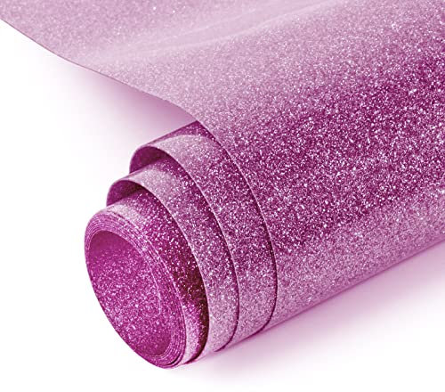 NANAPLUMS Glitzer Plotterfolie Textil - Heat Transfer Vinyl Transferfolie Plotter Flexfolie für Textilien Transferfolie zum Aufbügeln für DIY T-Shirt, Stoffe(Pink Lila)