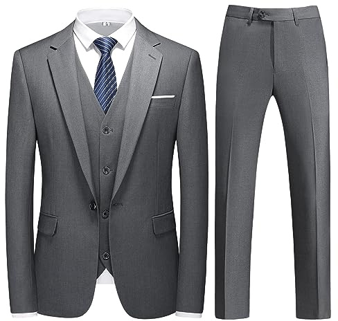 KUDMOL Herr 3 delar kostym business en knapp smoking kostym för män smoking klassisk blazer väst byxor set