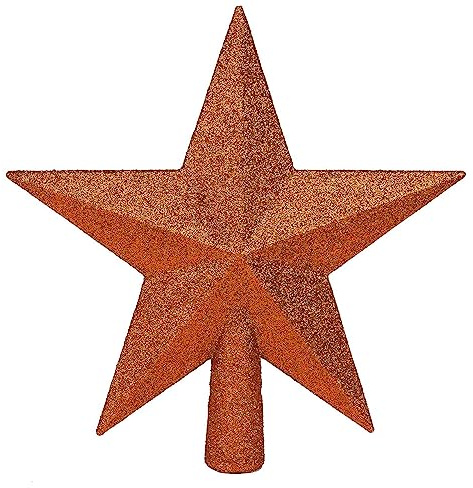 YYCRAFT Glitter Star Tree Topper Christmas Decoration-10 Inch,Orange