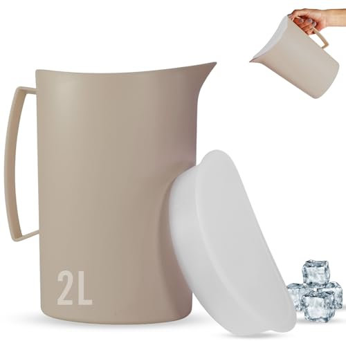 Jarra Agua Plastico Premium 2l - Libre de Bpa, Multifuncional para Celebraciones y Actividades al Aire Libre, Jarra de Agua Plastico Color Marrón (MARRON)