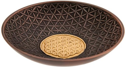 NKlaus 19cm Räucherschale Blume des Lebens Aluminium, Kupfer antik Weihrauchgefäß 15808