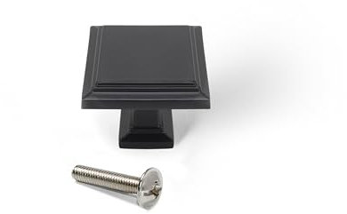 EMUCA - Lote de 10 pomos para mueble, 31.5x31.5mm, Zamak, Pintado negro