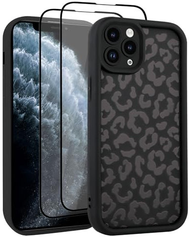 UZEUZA Compatible with iPhone 11 Pro Max Case, Cheetah Print Shockproof Soft TPU Protective Case for Women Girls, Slim Anti Scratch Leopard Case for iPhone 11 Pro Max 6.5 Inch,Black