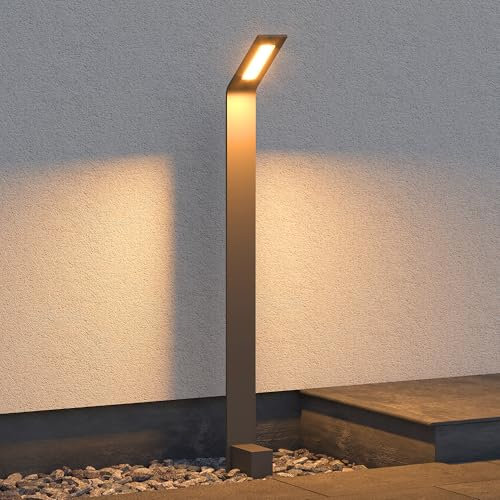maimai Lampione da Giardino 3000K, Luminoso da Giardino IP65 Paletti Esterni Led 12.8X9.8x80.8cm in Alluminio per Giardini, Parchi, Aree Residenziali e Ingressi Pfadfinder, Sabbia grigio scuro