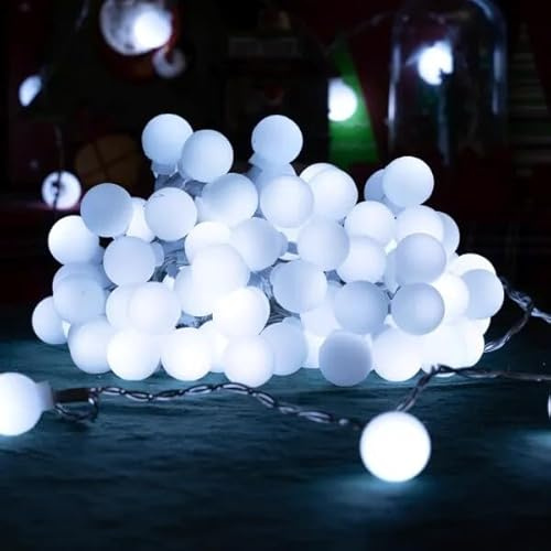 Blendend Guirnalda de luces LED, 5 m, bombillas de leche, batería 3AA, luz blanca fría, ideal para decorar eventos y crear ambientes acogedores.