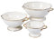 beifeier Metal Colander Set - 1 & 3.5 & 5 Quart, Colander with Gold Handle and Base, Food-Safe Powder Coated, Dishwasher Safe, Kitchen Strainer for Pasta Fruits Vegetables (Cream)
