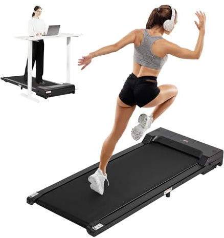 Todeco Tapis Roulant électrique 2 en 1, Walking Pad 8km/h, Tapis de Course avec télécommande et écran LCD, Maximum de 90kg, pour Une Utilisation à Domicile ou au Bureau