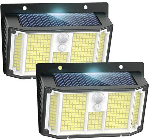 Solar Security Lights, 268 LED Outdoor Solar Lights 3 Modes Motion Sensor Garden Lights 270° Wide Angle Solar Powered Lights IP65 Waterproof Solar Wall Light Outside for Front Door Yard Garage, 2 Pack